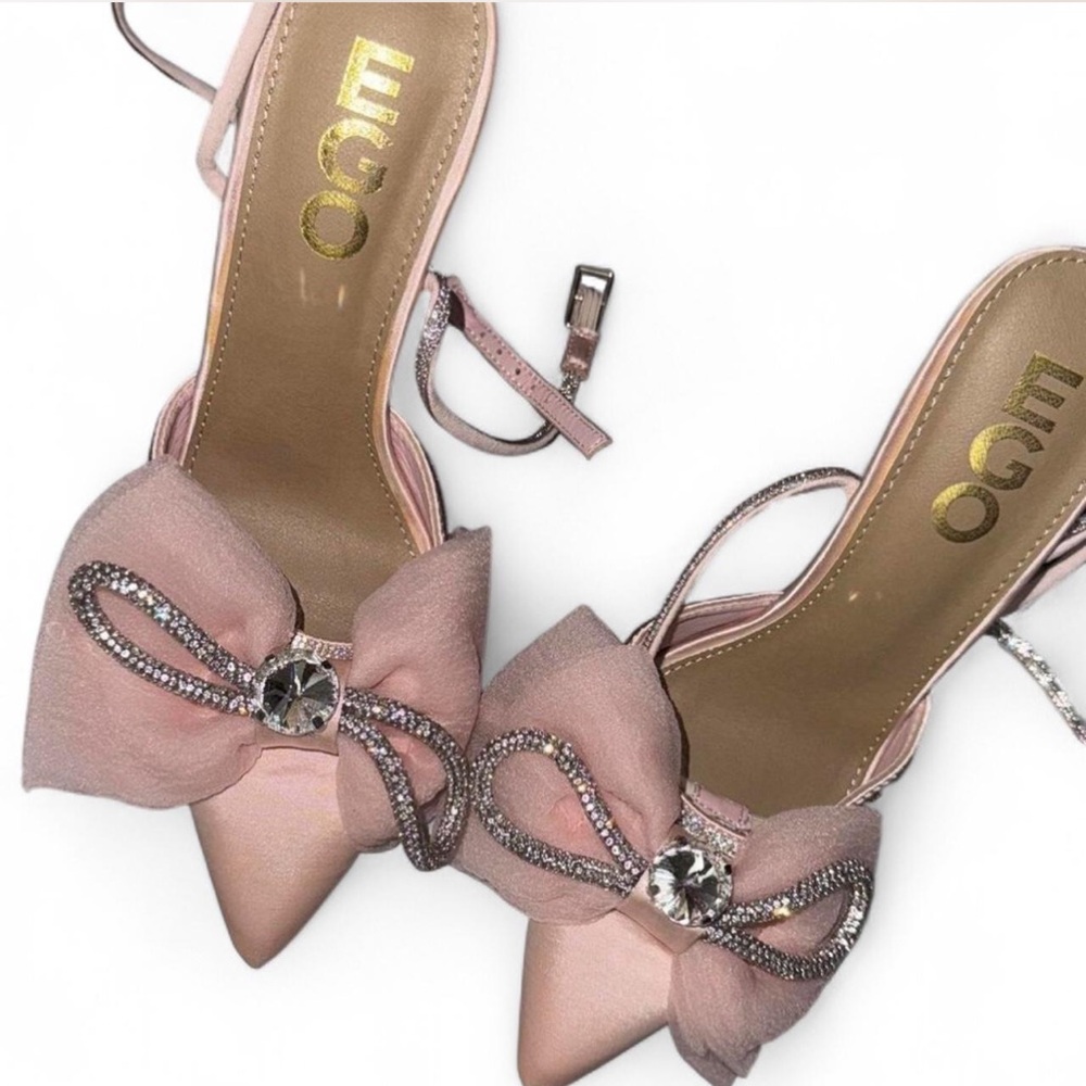 Ego Pink Heels with Bow and Rhinestones